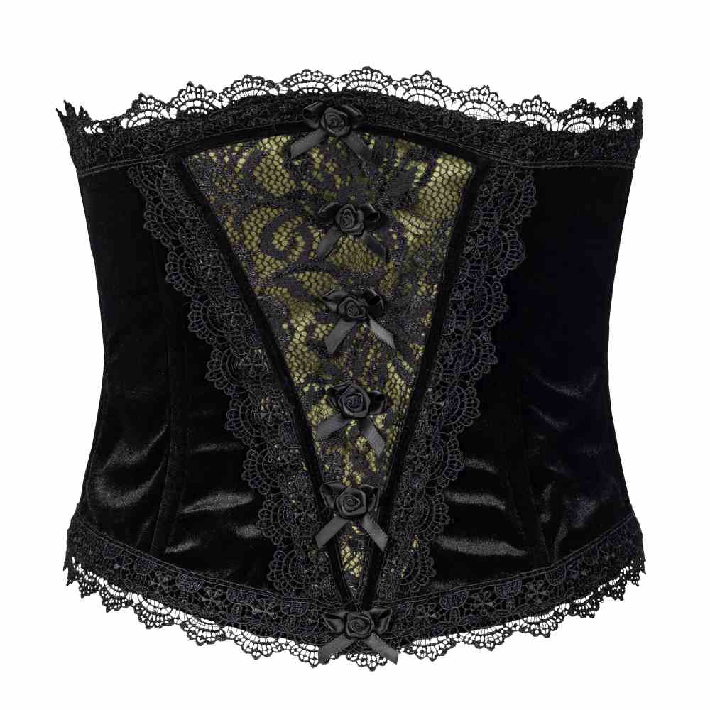 Sinister - K084 Underbust korset - Zwart/Olijfgroen